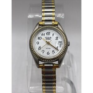 Acqua Indiglo Women's Quartz Watch Two Tone Stretch Watch 25mm Case- New Battery